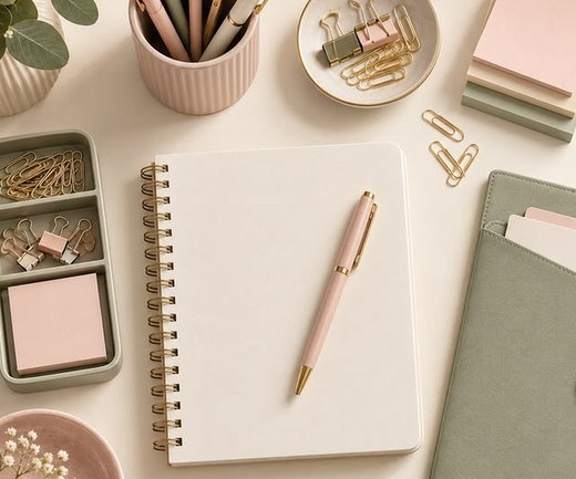 Linen box file on a desk